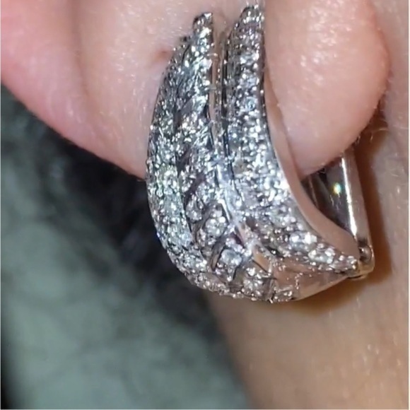 - 18K solid white gold Earrings women jewelry sparkling natural diamonds 💎 - Picture 10 of 12